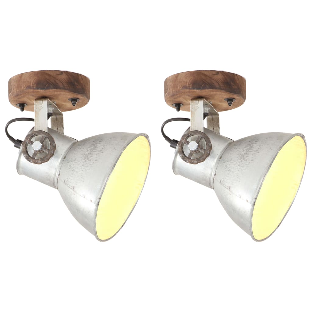 Lampes de plafond mures vidaxl Industrial 2 St E27 20x25 cm Couleurs argentées