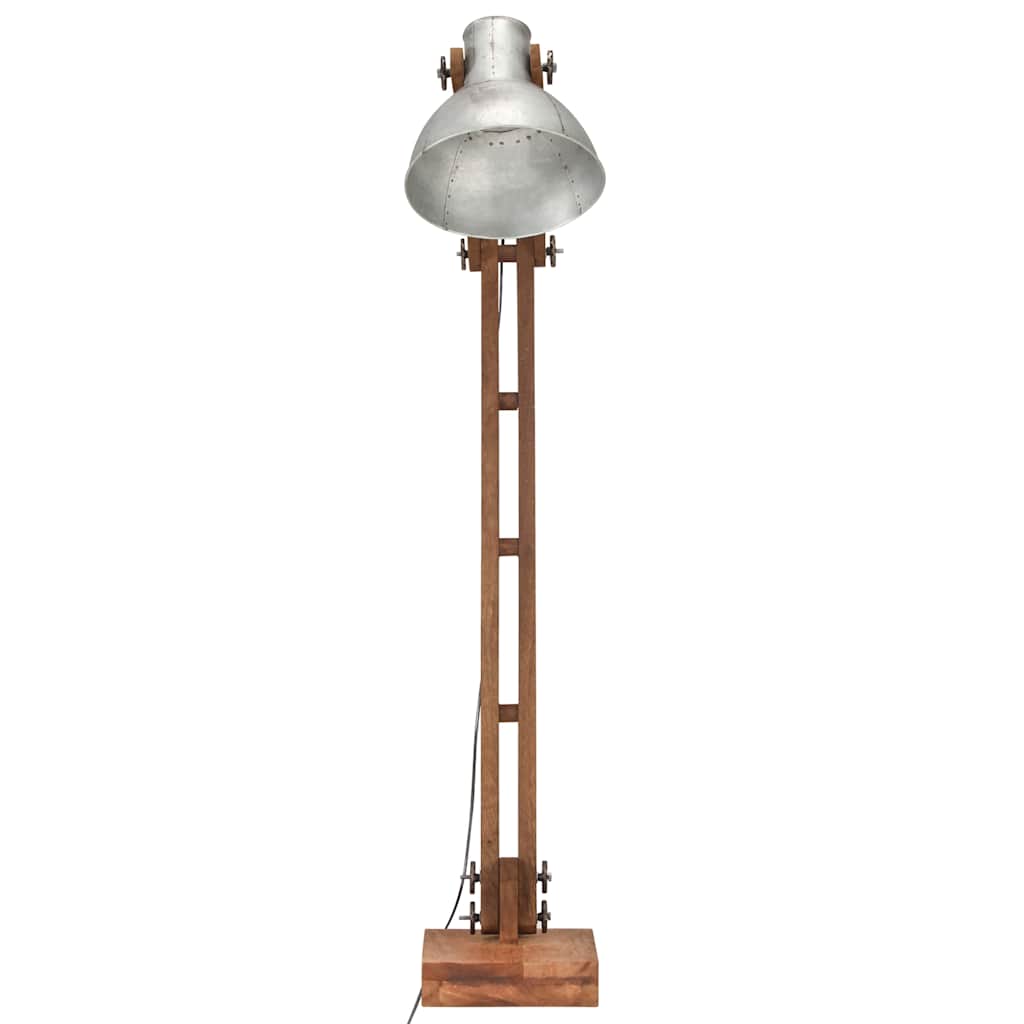 Vidaxl vloerlamp e27 massief mangohout zilverkleurig