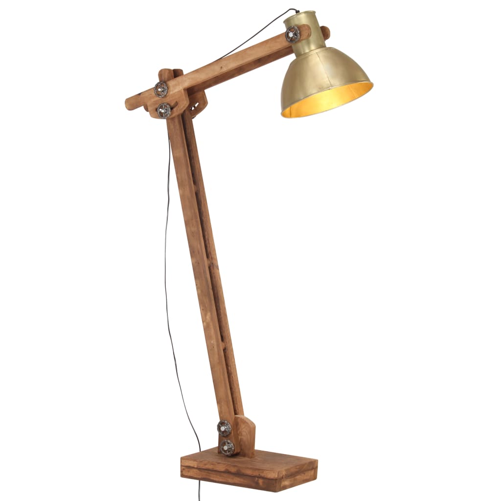 Vidaxl golvlampa E27 Solid Mangowood mässing -färgad