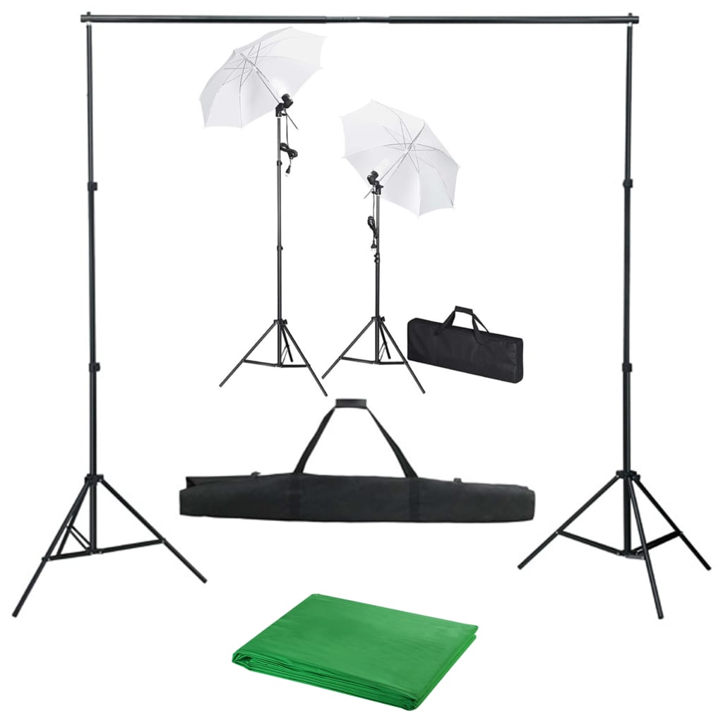 Vidaxl Photo Studio Set mit Hintergrund, Lampen und Regenschirmen