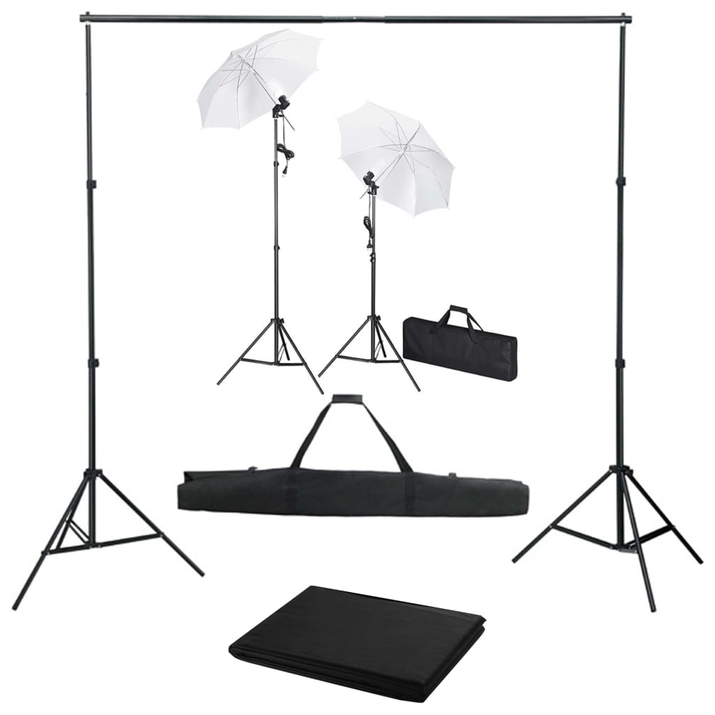 Vidaxl Photo studio set with background, lamps and umbrellas