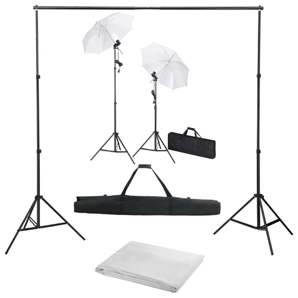 Vidaxl Photo Studio Set mit Hintergrund, Lampen und Regenschirmen