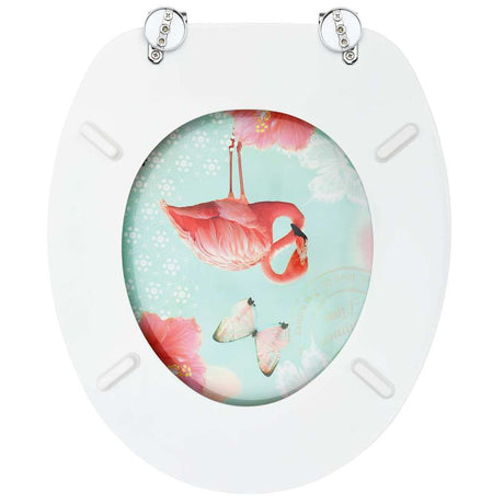 Vidaxl toiletbril met deksel flamingo mdf