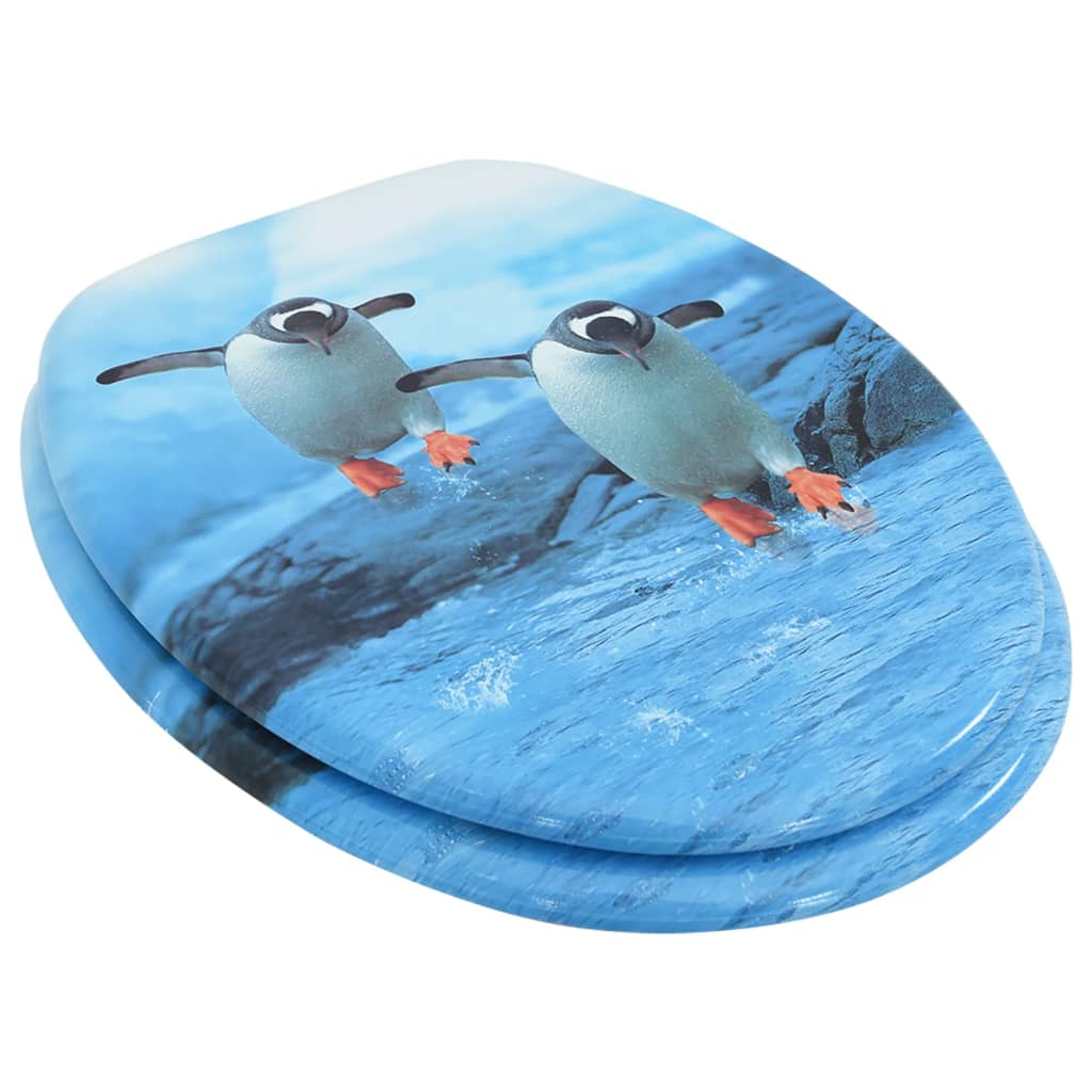 Vidaxl Toilette Sëtz mam Lid Penguin MDF