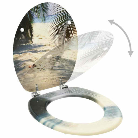 Vidaxl toiletbril met deksel strand mdf