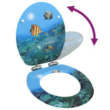 Vidaxl toilet seat with soft-close lid deep-sea MDF