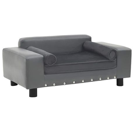 Vidaxl hondenbank 81x43x31 cm pluche en kunstleer grijs