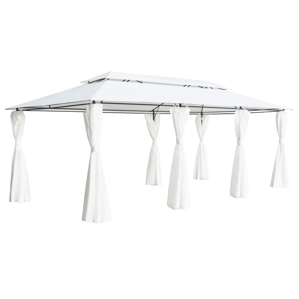 Arbor de Vidaxl con cortinas 180g m² 600x298x270 cm blanco