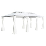 Vidaxl Arbor med gardiner 180 g m² 600x298x270 cm hvid