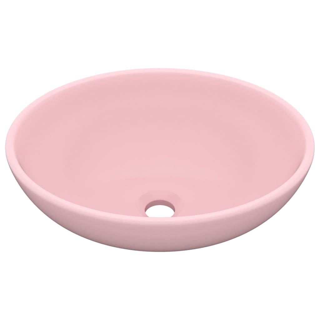 Vidaxl Washbasin Oval 40x33 cm keramisk såle rosa