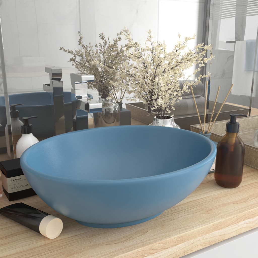 Vidaxl Washbasin ovale 40x33 cm in ceramica azzurra