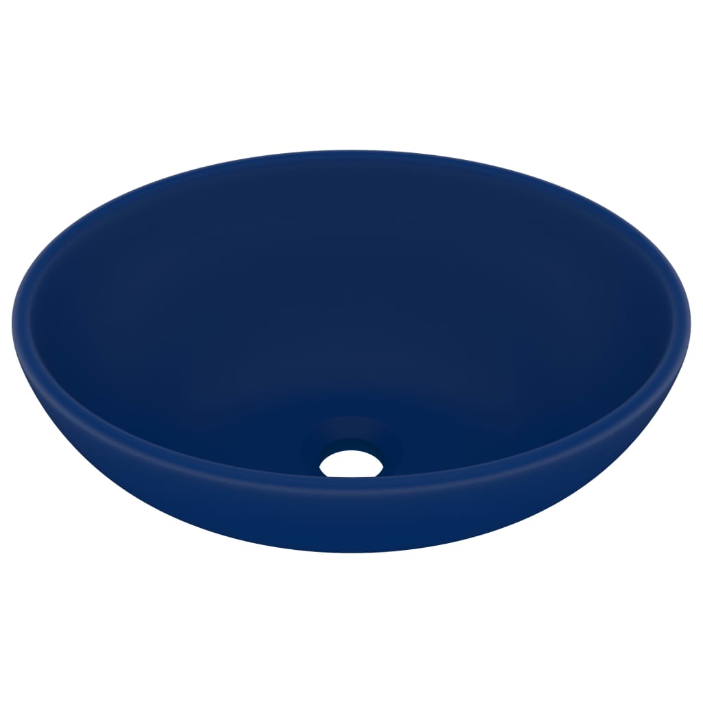 Vidaxl Washbasin Oval 40x33 cm ceramiczny matowy ciemnoniebieski