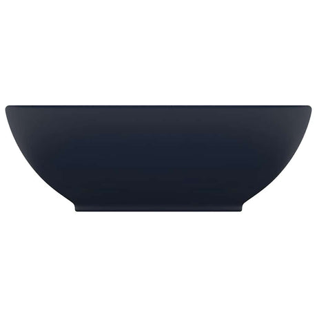 Vidaxl wastafel ovaal 40x33 cm keramiek mat donkerblauw