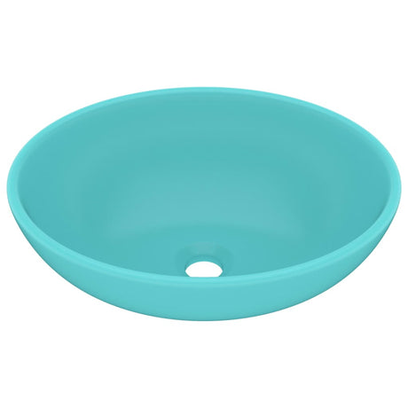Vidaxl wastafel ovaal 40x33 cm keramiek mat lichtgroen