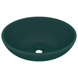 Vidaxl wastafel ovaal 40x33 cm keramiek mat donkergroen