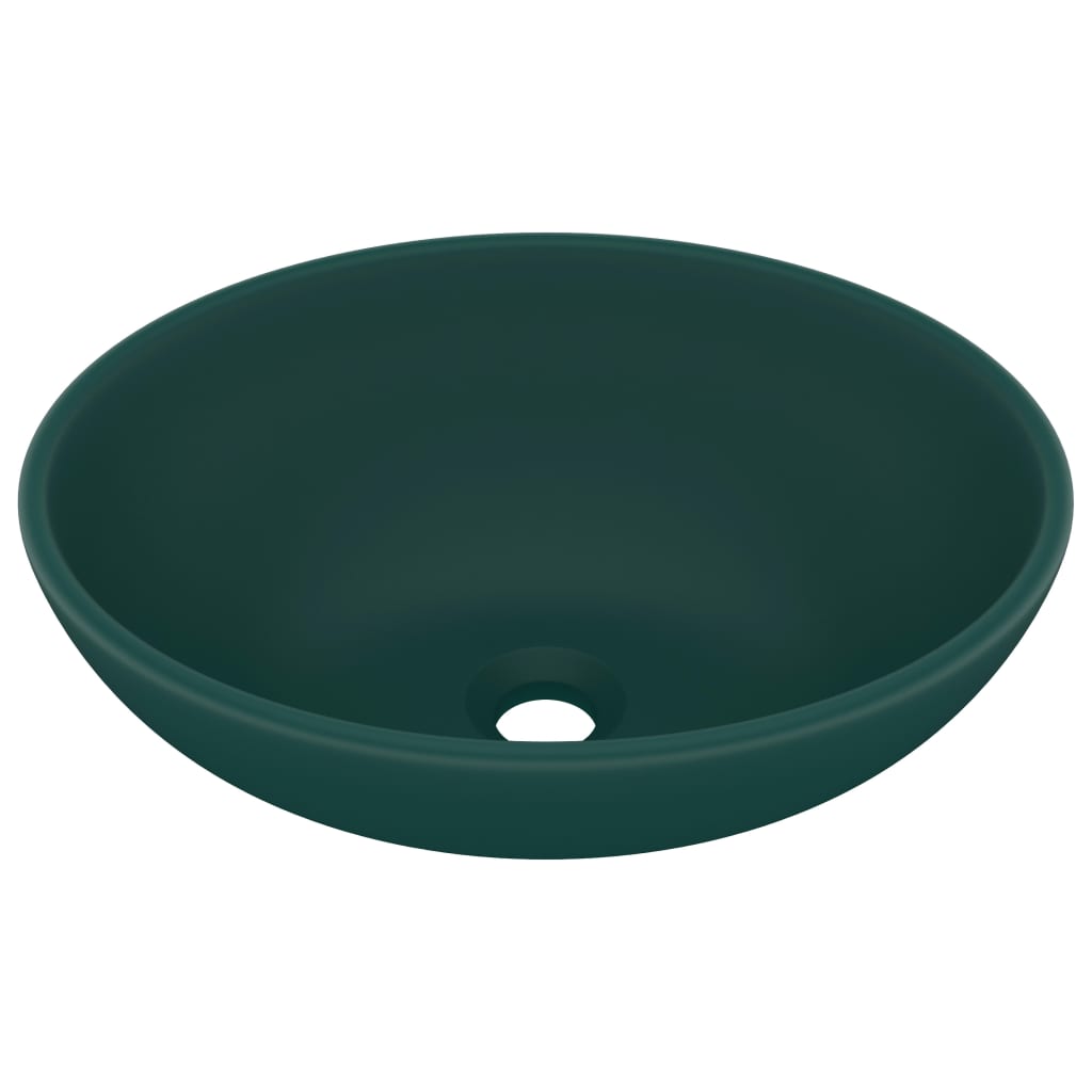 Vidaxl Washbasin Oval 40x33 cm ceramiczny matowy ciemnozielony