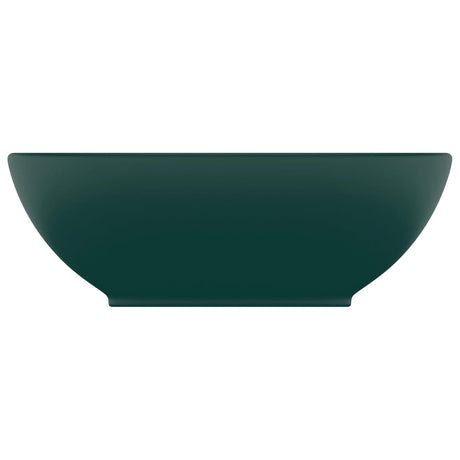 Vidaxl wastafel ovaal 40x33 cm keramiek mat donkergroen