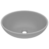 Vidaxl wastafel ovaal 40x33 cm keramiek mat lichtgrijs