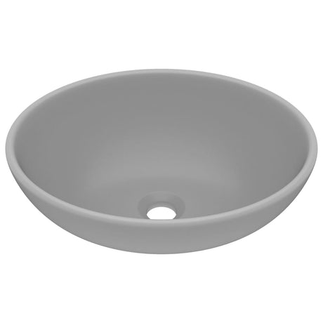 Vidaxl wastafel ovaal 40x33 cm keramiek mat lichtgrijs