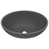 Vidaxl wastafel ovaal 40x33 cm keramiek mat donkergrijs