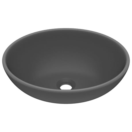 Vidaxl wastafel ovaal 40x33 cm keramiek mat donkergrijs