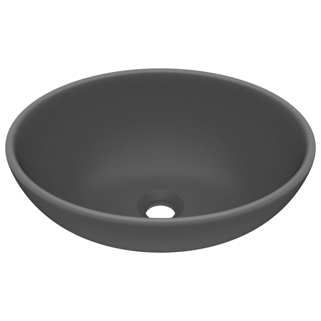 Vidaxl WashBasin oval 40x33 cm keramična mat temno siva