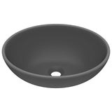 Vidaxl WashBasin oval 40x33 cm keramična mat temno siva