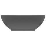 Vidaxl wastafel ovaal 40x33 cm keramiek mat donkergrijs