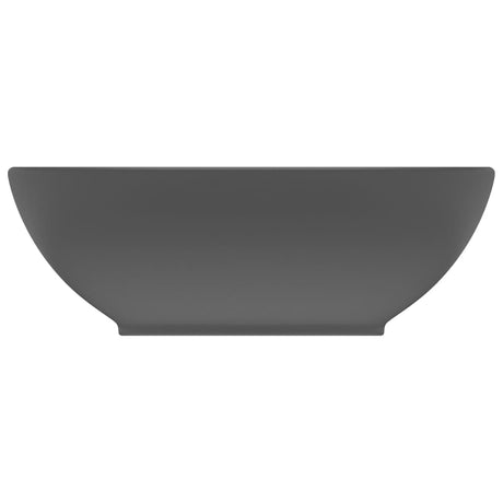 Vidaxl wastafel ovaal 40x33 cm keramiek mat donkergrijs