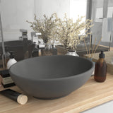 Vidaxl Washbasin Oval 40x33 cm keramická rohož tmavě šedá