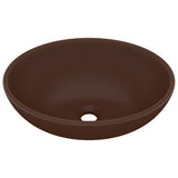 Vidaxl wastafel ovaal 40x33 cm keramiek mat donkerbruin