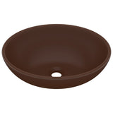 Vidaxl Washbasin Oval 40x33 cm keramic Matt Dark Brown