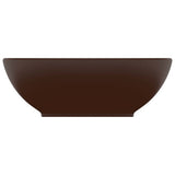 Vidaxl wastafel ovaal 40x33 cm keramiek mat donkerbruin