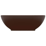 Vidaxl wastafel ovaal 40x33 cm keramiek mat donkerbruin