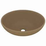 Vidaxl wastafel ovaal 40x33 cm keramiek matcrème