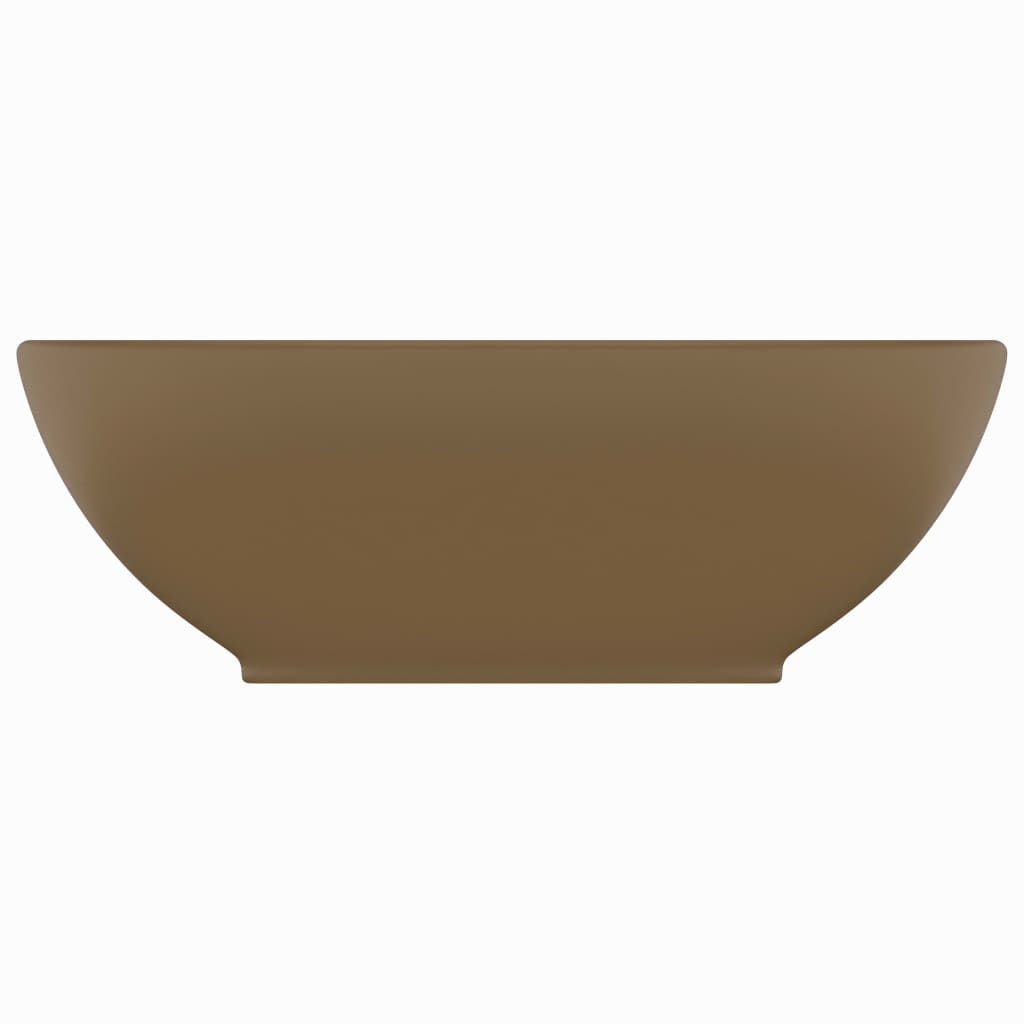 Vidaxl Washbasin Oval 40x33 cm keramična mat krema