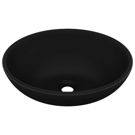 Vidaxl wastafel ovaal 40x33 cm keramiek matzwart