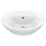 Vidaxl wastafel met overloop ovaal 58,5x39 cm keramiek matwit