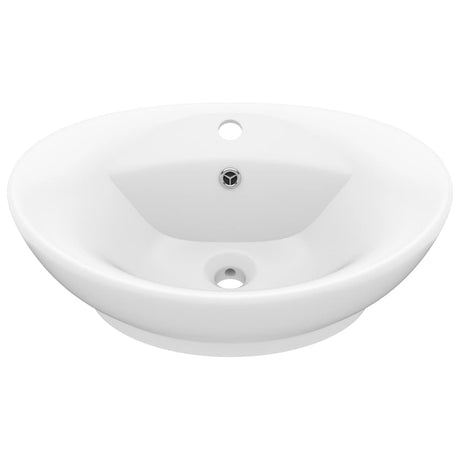 Vidaxl wastafel met overloop ovaal 58,5x39 cm keramiek matwit