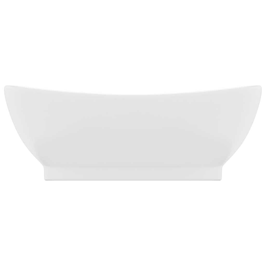 Vidaxl Washbasin con aterrizaje ovalado 58.5x39 cm Mat de cerámica blanca