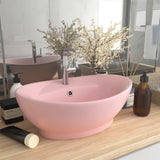 VidaXL Washbasin with landing oval 58.5x39 cm Ceramic Satpoze