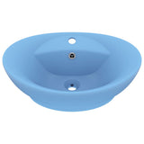 Vidaxl wastafel met overloop ovaal 58,5x39 cm keramiek mat lichtblauw