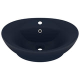 Vidaxl wastafel met overloop ovaal 58,5x39 cm keramiek mat donkerblauw