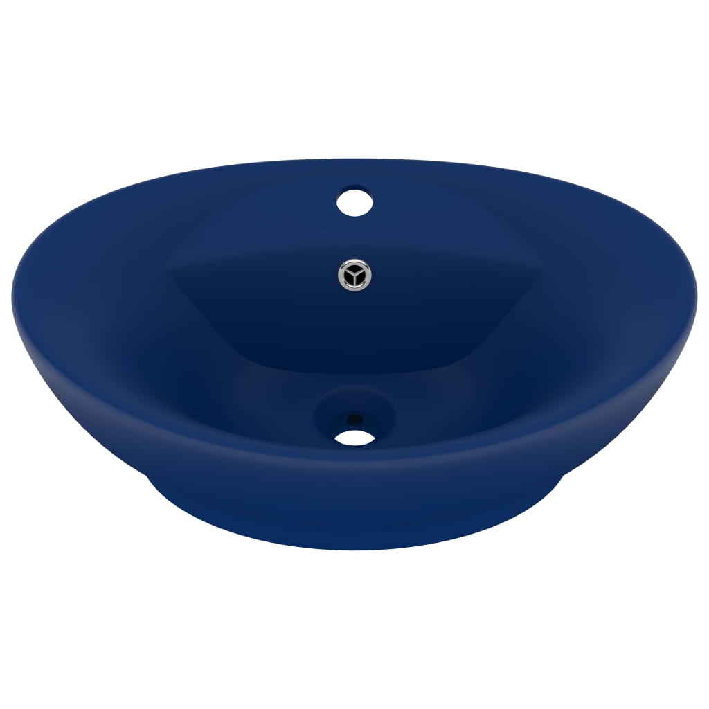 Vidaxl Washbasin med landing oval 58,5x39 cm keramisk matt mørkeblå