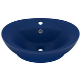 Vidaxl Washbasin z lądującym owalnym 58,5x39 cm ceramiczny matowy ciemnoniebieski