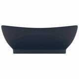 Vidaxl wastafel met overloop ovaal 58,5x39 cm keramiek mat donkerblauw