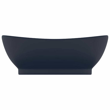 Vidaxl wastafel met overloop ovaal 58,5x39 cm keramiek mat donkerblauw