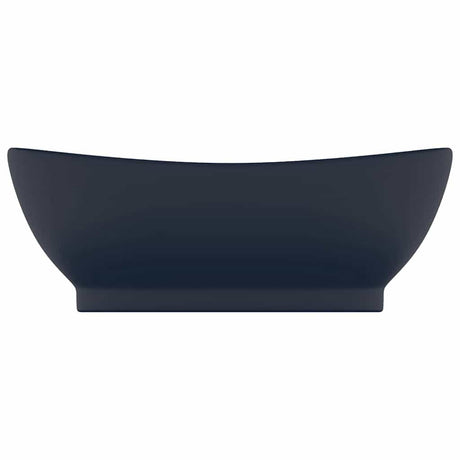 Vidaxl wastafel met overloop ovaal 58,5x39 cm keramiek mat donkerblauw