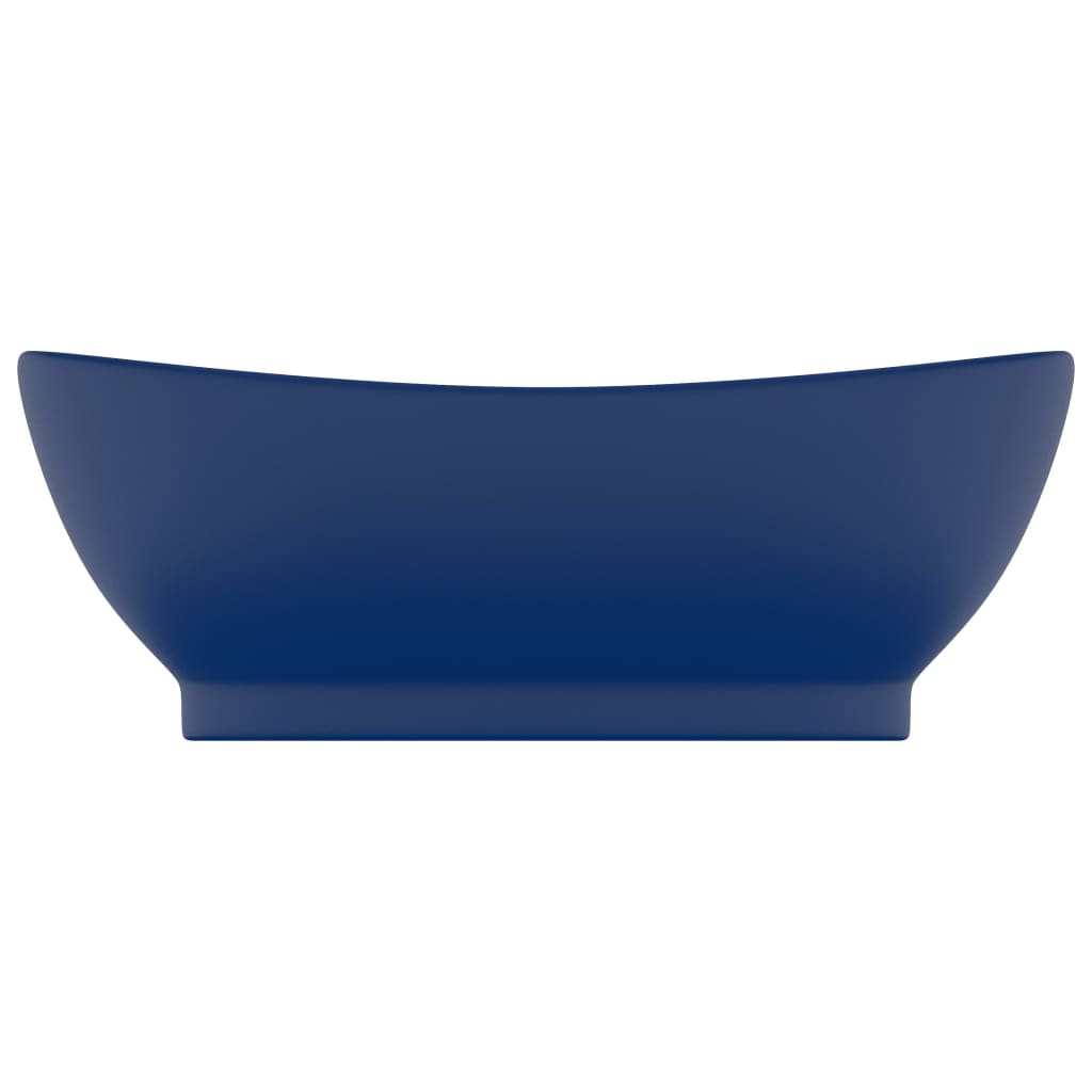 Vidaxl Washbasin z lądującym owalnym 58,5x39 cm ceramiczny matowy ciemnoniebieski