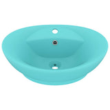 Vidaxl wastafel met overloop ovaal 58,5x39 cm keramiek mat lichtgroen